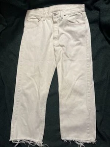 Vintage 80’s levis 501 Bleach Button Fly Distressed Denim Jeans Men 31” Cut Off - Picture 1 of 11
