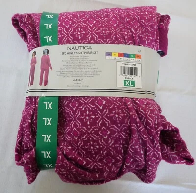 Women’s Nautica Fleece Pajama 2 Piece Sleepwear Set Size XL Red - Image 1 of 4