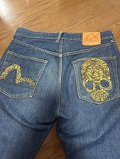 Denim Jeans  EVISU Lot2007 JEANS TIGER SKULL DENIM Pants Size W:33 Inseam:32