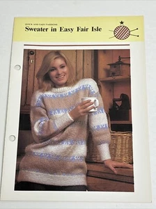 Sweater In Easy Fair Isle Women's Knitting Pattern Card - Picture 1 of 4