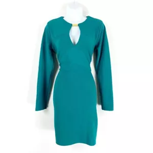 . Kardashian Kollection sexy figure hugging green stretch dress size 14 - Picture 1 of 4