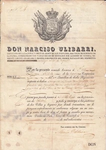E4833 SPAIN ESPAÑA DOC. MILITAR LICENCIA SANTA CRUZ DE TENERIFE CANARIAS 1840 - Picture 1 of 3