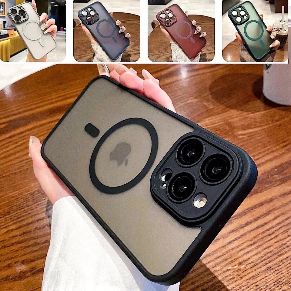 Shockproof Frosted Mag Safe Case For iPhone 16 Pro Max 15 14 13 12 Lens Cover