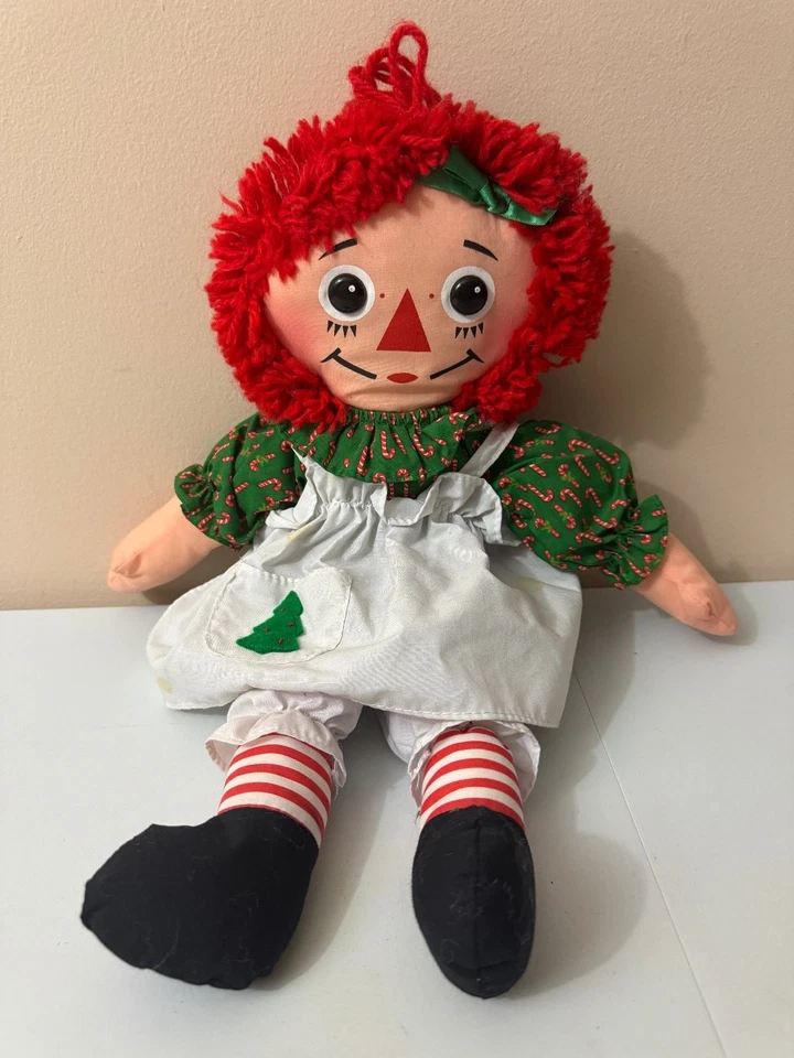 Playskool Raggedy Ann Doll Christmas Candy Cane Dress 17 Inch - Image 1 of 4