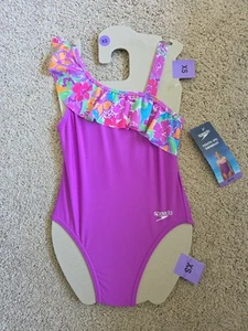 NEW Speedo Girls One Piece Floral Swimsuit UPF 50+ Chlorine Resistant Size XS - Picture 1 of 3