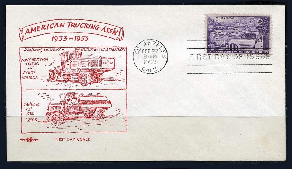 American Trucking Association (1025) 1953 Pent Arts cubierta de primer día Foto 1 de 1