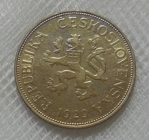 1929 CZECHOSLOVAKIA 5 KORUN SILVER COIN TONED XF - Picture 1 of 2