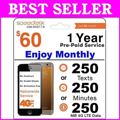 Nationwide 4G/5G Prepaid SIM: Talk, Text, or Data - 24/7 Support Included - Image 1 of 4