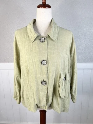 Neslay Top 2X Split Pea Artsy Lagenlook Boho Big Pocket Goblincore Fairy Indie - Image 1 of 4