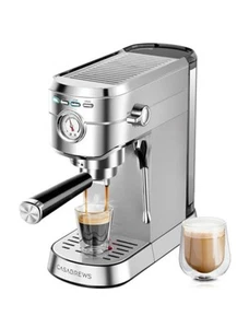 CASABREWS Espresso Machine 20 Bar with Milk Steamer CM5418, Silver - Picture 1 of 10