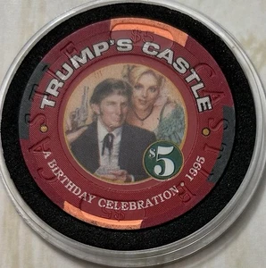 Donald Trump's Castle - $5 Casino Chip - A Birthday Celebration - Atlantic City - Picture 1 of 2