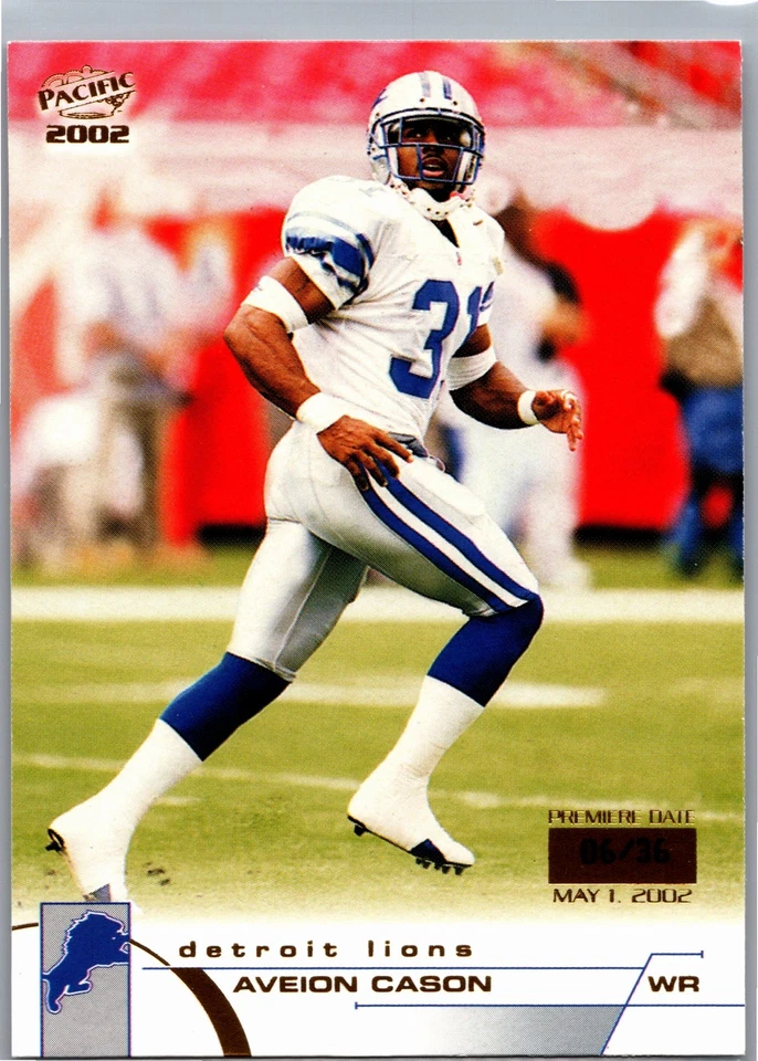 2002 Pacific #145 Aveion Cason Premiere Date /36 Detroit Lions - Image 1 of 2