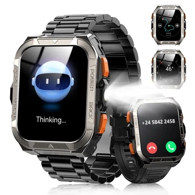 HOME-HUEOFGP GPS Smartwatch Herren Militär mit 900mAh Akku Armbanduhr LED Taschenlampe Compa