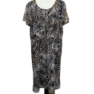 Kim Rogers Lacy Layered Dress Size Large Blue and Tan Knee Length Pullover - Picture 1 of 8