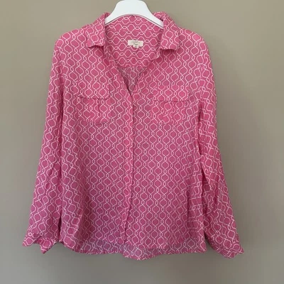 Camisa Charter Club Mujer XL 100% Lino Botón Rosa Manga Larga Lujo Dinero Antiguo Foto 1 de 4