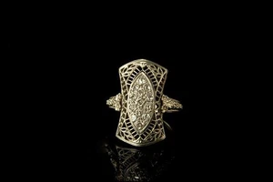 ANTIKER FILIGRANER EDWARDIANISCHER DIAMANT 14K WEISSGOLD MÄDCHEN DAMEN RING LT - Bild 1 von 7