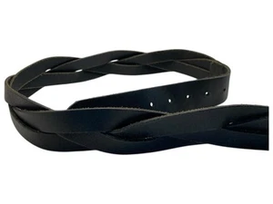 GAP Women’s Medium Belt Black Braided Leather Matte Silver Tone Brass 42x2” - Picture 1 of 3