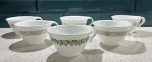 6er Set Vintage Corelle WOODLAND BRAUN/grün Hakengriff Kaffee/Teetassen. - Bild 1 von 6