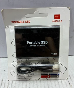 Portable SSD Mobile Storage Hard Drive Enclosure 16TB USB 3.2 Type C - Picture 1 of 7