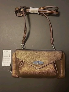NWT Christopher & Banks Crossbody Wallet Purse Metallic Copper Multi Pockets  - Foto 1 di 12