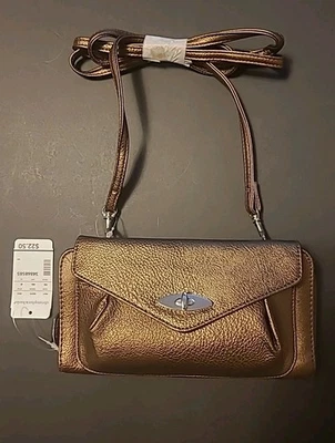 NUEVO CON ETIQUETAS Christopher & Banks Bandolera Cartera Metálica Cobre Multi Bolsillos  Foto 1 de 4
