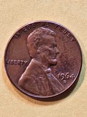 1964D LINCOLN 1-CENT, RPM, (L)(IGWT) On RIM, Off-centered Strike & Die Cracks... - Image 1 of 4