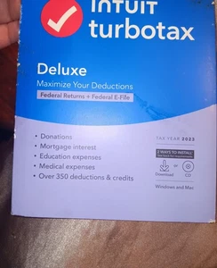 Oprogramowanie podatkowe Intuit TurboTax 2023 Deluxe - CD - fabrycznie nowe! - Zdjęcie 1 z 1