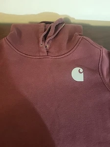 CARHARTT unisex Maroon Relaxed Fit Hoodie Pullover Sweatshirt - Size Small - Picture 1 of 7