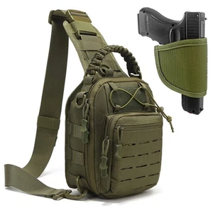 Tactical Compact Concealed Carry Sling Bag Cut Molle Pistol Holster EDC Single - Picture 1 of 8