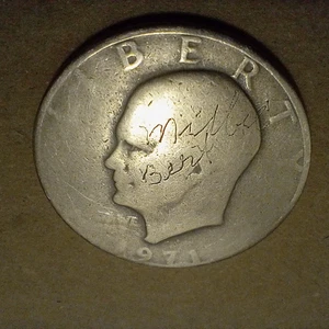 LOWBALL 1971-D DÓLAR EISENHOWER * BIEN USADO * INSCRITO MILLIE & BERT * - Imagen 1 de 11