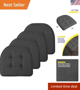 Charcoal Gray Tufted Memory Foam Chair Pads - Non-Slip, Plush Comfort 17"x16" - Picture 1 of 8