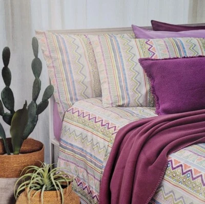 ANDE – Completo letto lenzuola 1 piazza singola geometrico petrolio Fazzini - Immagine 1 di 2