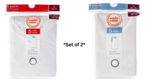 Wonder Nation Boys 5 Pk White Crew/5 Pk A-Line Tank Set Size L Husky (10-12) SET - Picture 1 of 5