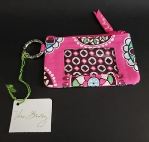 VERA BRADLEY "Cupcake Pink" Zip Id Case w/ Key Ring Vintage -Retired NEW - NOS - Picture 1 of 3