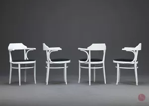 Thonet 233 P Wiener Kaffeehausstuhl Bugholz Stuhl Weiß Leder Polster schwarz TOP - Bild 1 von 10