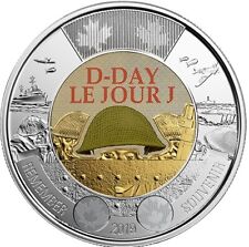 COLOUR 2019 75th D-Day Canada $2 toonie coin from Royal Mint Roll BU UNC