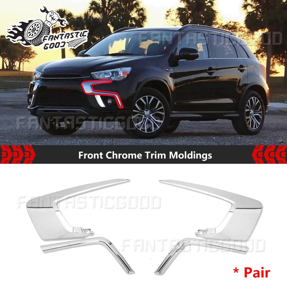 Juego de molduras delanteras cromadas izquierda+derecha para Mitsubishi Outlander Sport RVR 2016-2019 Foto 1 de 4