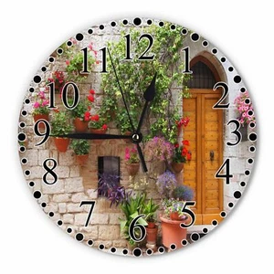 Italian Hill Town of Assisi Wall Clock 10 Inch Battery Operated Colorful Flow... - Picture 1 of 7