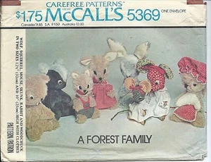 M 5369 sewing pattern WOLF SQUIRREL MOUSE SKUNK RABBIT WOODCHUCK sew Toys UNCUT - Picture 1 of 1