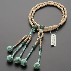 Nichiren Sekte Buddhistischer Rosenkranz Mala Juzu Gebetsperlen Seigetsu Linden Jade Japan - Bild 1 von 5
