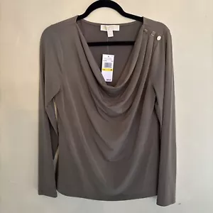 michael kors blouse medium Army Green Long Sleeve Scoop Neck - Picture 1 of 9