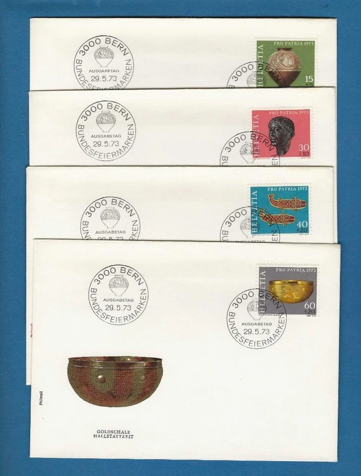 SWITZERLAND - 1973 ARCHEOLOGY SEMI-POSTAL FDC's - SCOTT B414-B417 - N251 - Image 1 of 1