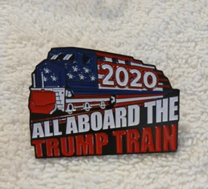 Trump Pin All Aboard The Train 2020 Enamel Metal Hat Lapel American President - Picture 1 of 4
