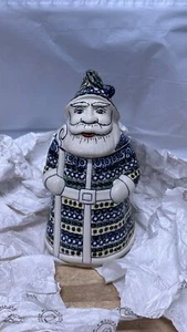 Tarro de galletas de Santa ráfaga de nieve Blue Rose Pottery Manufaktura abeto festivo - Imagen 1 de 7