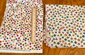 LOT OF 2 DIFFERENT Remnants NOVELTY FABRICS DOUGHNUTS DOTS Cotton Fabric - Picture 1 of 1