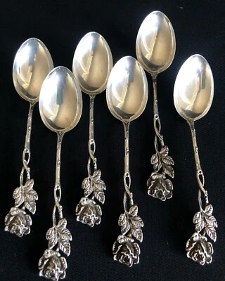 Juego de 6 cucharas vintage de Alemania té café plata 835 cucharaditas rosas 73,5 gr Foto 1 de 4