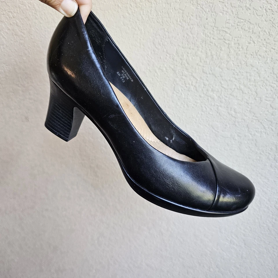 Zapatos de salón Earth Tamarack 9B negros de cuero para mujer negocios evento formal Foto 1 de 4