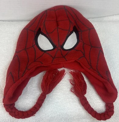 Spider-Man Knit Stocking Hat With Red Braids Marvel Kids OSFM - Image 1 of 4