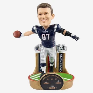 RON GRONKOWSKI New England Patriots 3x Super Bowl Ring Pillar Bobblehead NIB! - Picture 1 of 6