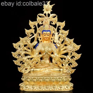 26cm 10" Tibet buddhism Brass gilding Maha Cundi Bodhisattva Dorje Tsundi statue - Picture 1 of 8